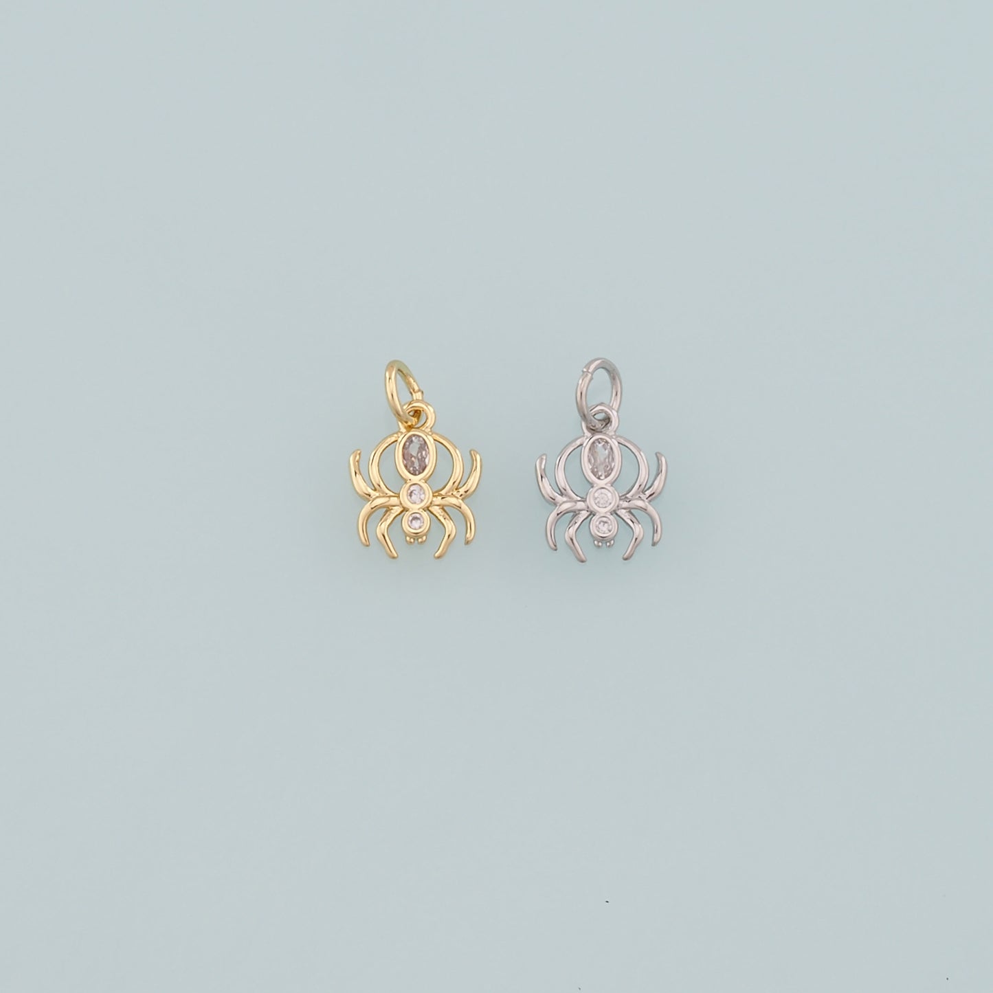 18K Gold Filled Spider Pendant,CZ Micro Pave Spider Charm Bracelet Necklace for DIY Jewelry Making Supply