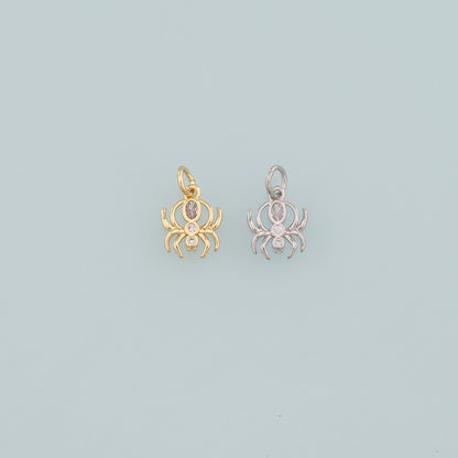 18K Gold Filled Spider Pendant,CZ Micro Pave Spider Charm Bracelet Necklace for DIY Jewelry Making Supply