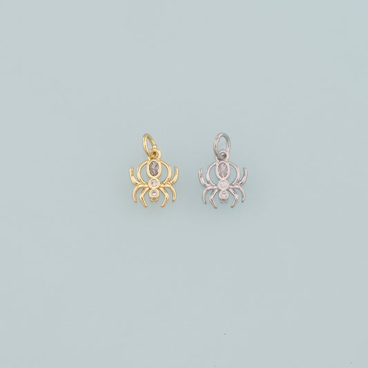 18K Gold Filled Spider Pendant,CZ Micro Pave Spider Charm Bracelet Necklace for DIY Jewelry Making Supply