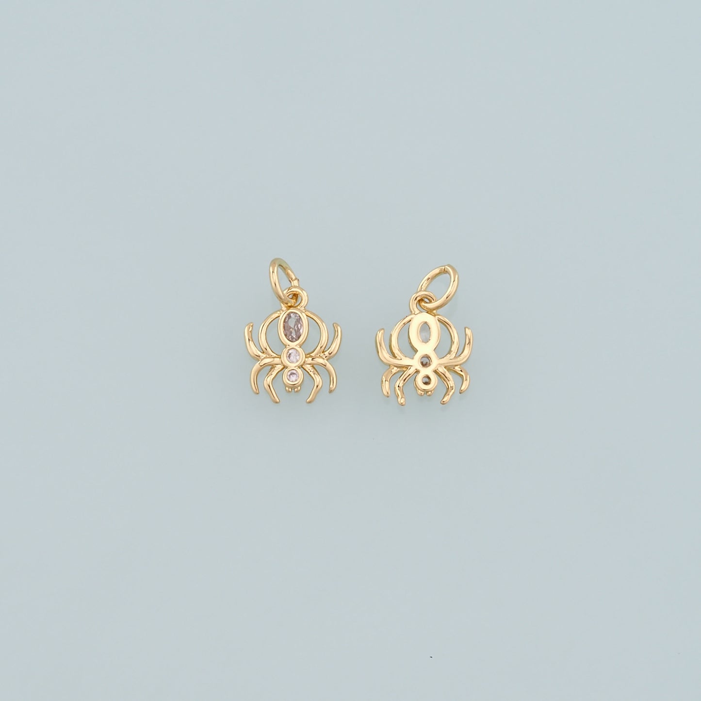 18K Gold Filled Spider Pendant,CZ Micro Pave Spider Charm Bracelet Necklace for DIY Jewelry Making Supply