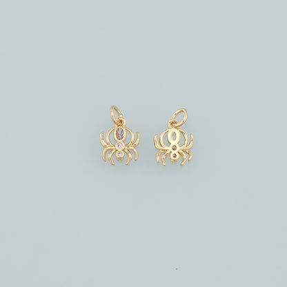 18K Gold Filled Spider Pendant,CZ Micro Pave Spider Charm Bracelet Necklace for DIY Jewelry Making Supply