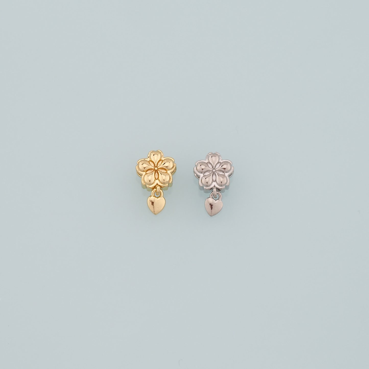 Gold Flower Spacer Beads Charms,18K Gold Filled Heart Bracelet Necklace for DIY Jewelry Making Supply