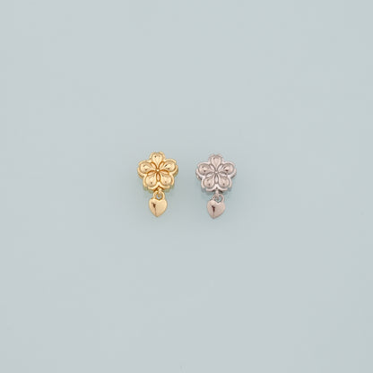 Gold Flower Spacer Beads Charms,18K Gold Filled Heart Bracelet Necklace for DIY Jewelry Making Supply