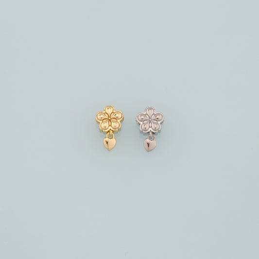 Gold Flower Spacer Beads Charms,18K Gold Filled Heart Bracelet Necklace for DIY Jewelry Making Supply