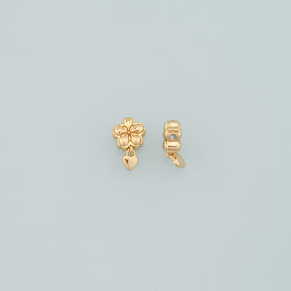 Gold Flower Spacer Beads Charms,18K Gold Filled Heart Bracelet Necklace for DIY Jewelry Making Supply
