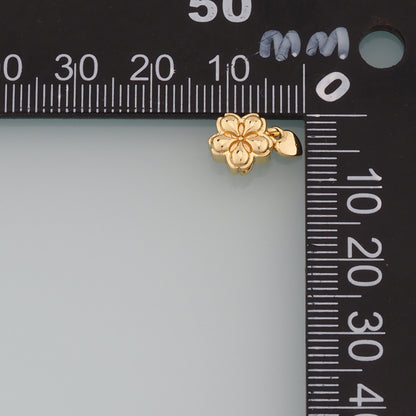 Gold Flower Spacer Beads Charms,18K Gold Filled Heart Bracelet Necklace for DIY Jewelry Making Supply