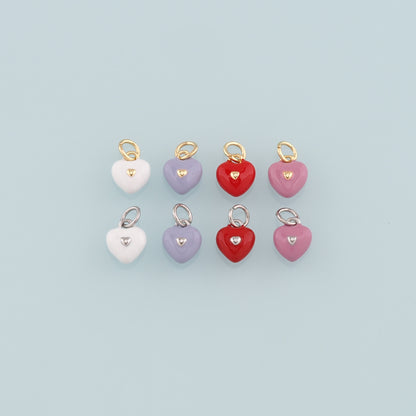 Gold Heart Charms,18K Gold Filled Heart Pendant,Enamel Heart Charm Bracelet Necklace for DIY Jewelry Making Supply