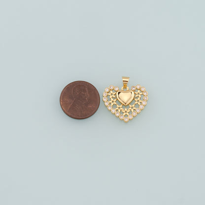 Gold Heart Charms,18K Gold Filled Heart Pendant,CZ Micro Pave Heart Charm Bracelet Necklace for DIY Jewelry Making Supply