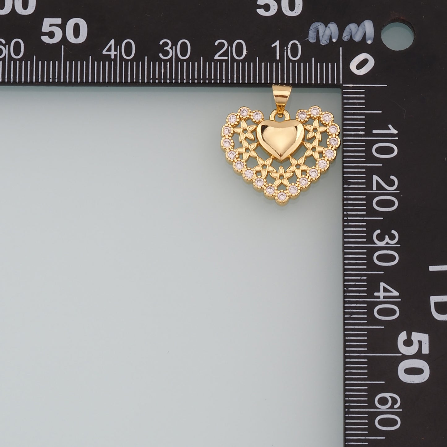 Gold Heart Charms,18K Gold Filled Heart Pendant,CZ Micro Pave Heart Charm Bracelet Necklace for DIY Jewelry Making Supply