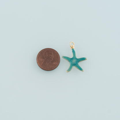 Gold Starfish Charms,18K Gold Filled Sea Star Pendant,Enamel Starfish Charm Bracelet Necklace for DIY Jewelry Making Supply