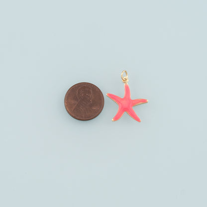 Gold Starfish Charms,18K Gold Filled Sea Star Pendant,Enamel Starfish Charm Bracelet Necklace for DIY Jewelry Making Supply