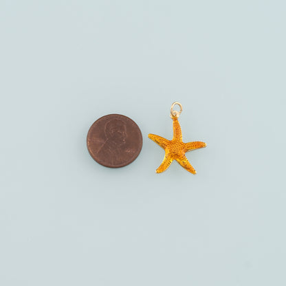 Gold Starfish Charms,18K Gold Filled Sea Star Pendant,Enamel Starfish Charm Bracelet Necklace for DIY Jewelry Making Supply