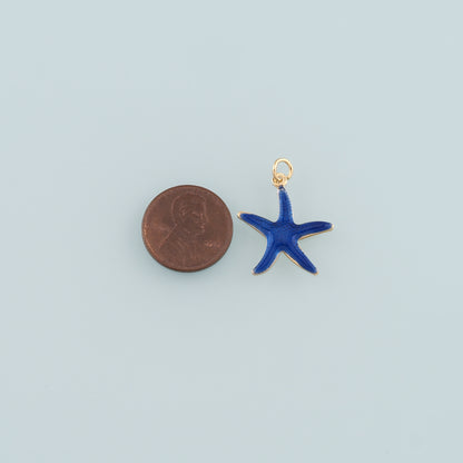 Gold Starfish Charms,18K Gold Filled Sea Star Pendant,Enamel Starfish Charm Bracelet Necklace for DIY Jewelry Making Supply