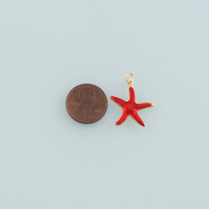 Gold Starfish Charms,18K Gold Filled Sea Star Pendant,Enamel Starfish Charm Bracelet Necklace for DIY Jewelry Making Supply