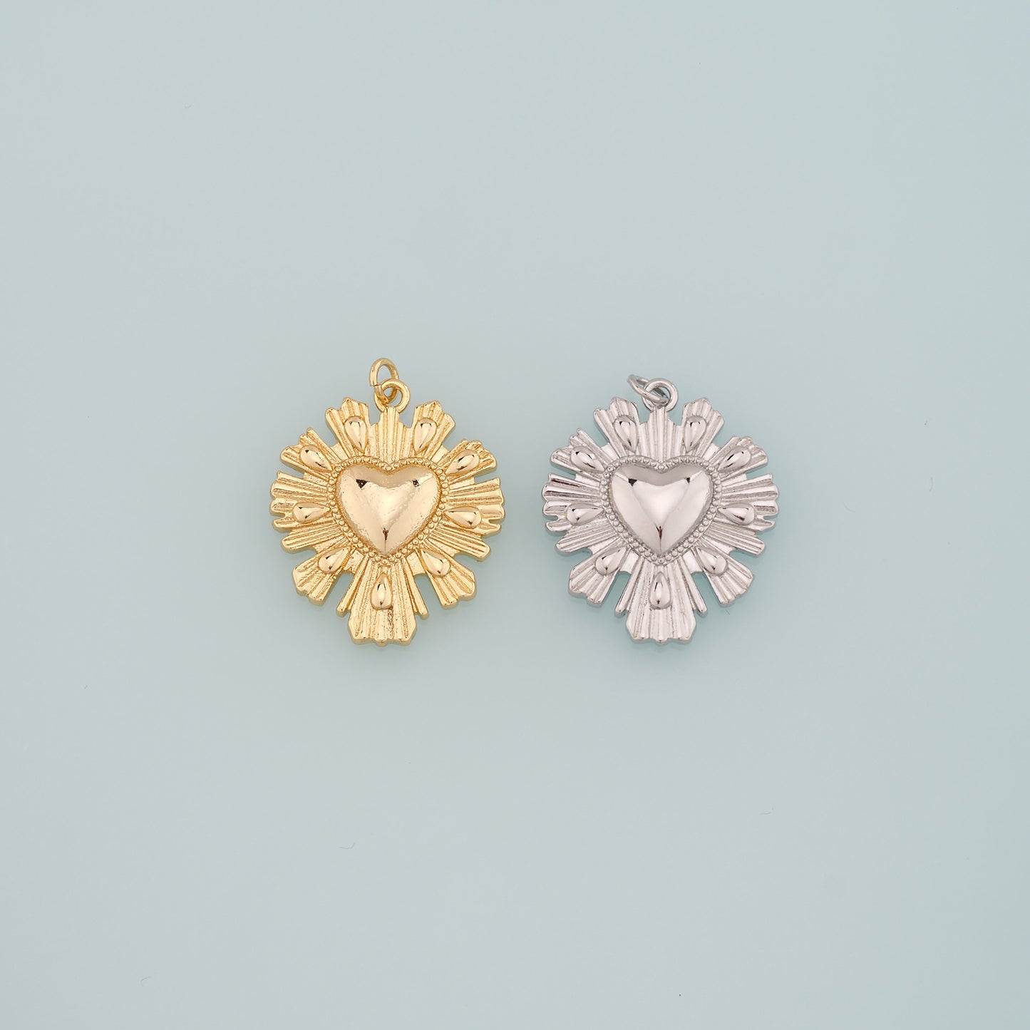 Gold Heart Charms,18K Gold Filled Heart Pendant,Dainty Heart Charm Bracelet Necklace for DIY Jewelry Making Supply