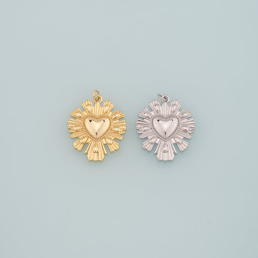 Gold Heart Charms,18K Gold Filled Heart Pendant,Dainty Heart Charm Bracelet Necklace for DIY Jewelry Making Supply