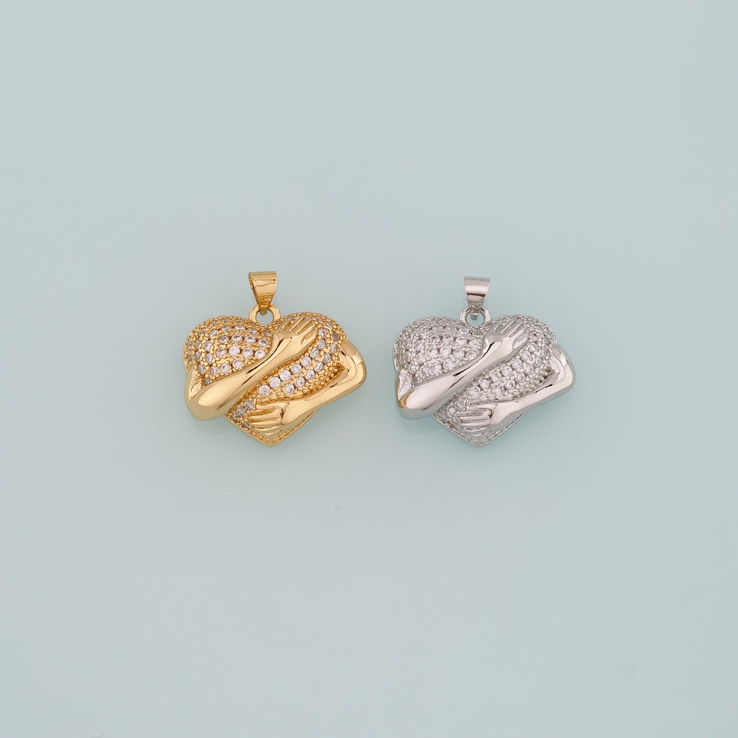 Gold Heart Charms,18K Gold Filled Heart Pendant,CZ Micro Pave Heart Charm Bracelet Necklace for DIY Jewelry Making Supply