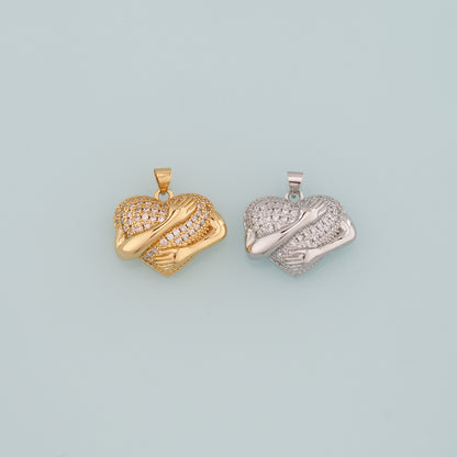 Gold Heart Charms,18K Gold Filled Heart Pendant,CZ Micro Pave Heart Charm Bracelet Necklace for DIY Jewelry Making Supply