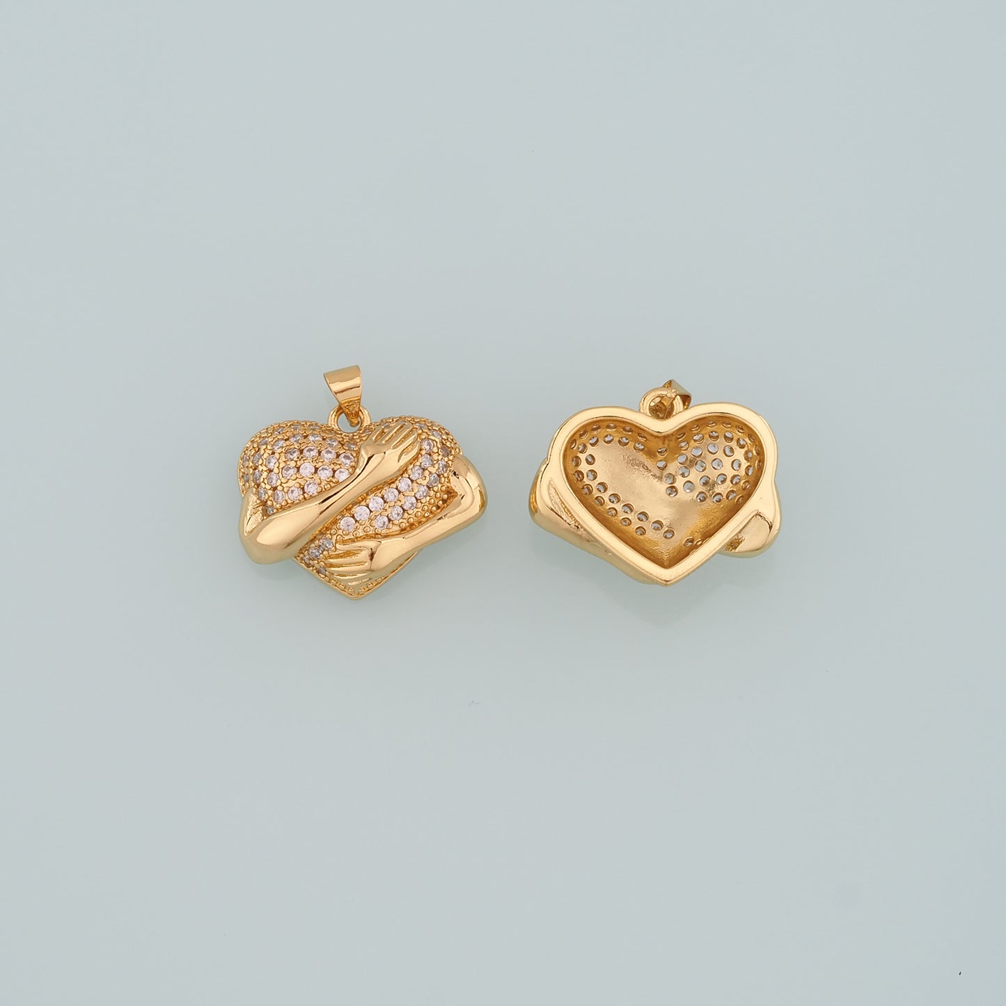 Gold Heart Charms,18K Gold Filled Heart Pendant,CZ Micro Pave Heart Charm Bracelet Necklace for DIY Jewelry Making Supply