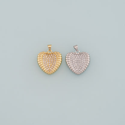 Gold Heart Charms,18K Gold Filled Heart Pendant,CZ Micro Pave Heart Charm Bracelet Necklace for DIY Jewelry Making Supply