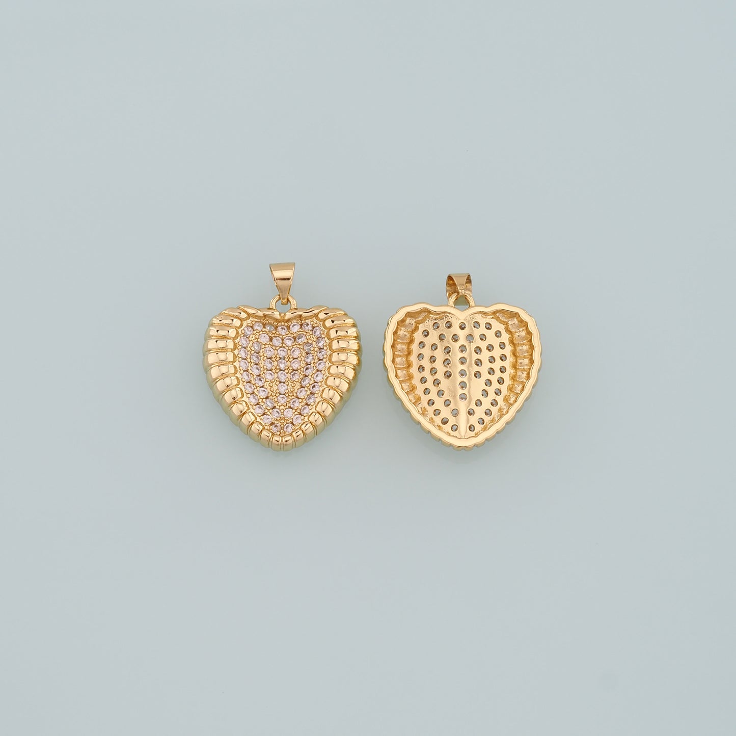 Gold Heart Charms,18K Gold Filled Heart Pendant,CZ Micro Pave Heart Charm Bracelet Necklace for DIY Jewelry Making Supply