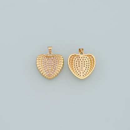 Gold Heart Charms,18K Gold Filled Heart Pendant,CZ Micro Pave Heart Charm Bracelet Necklace for DIY Jewelry Making Supply