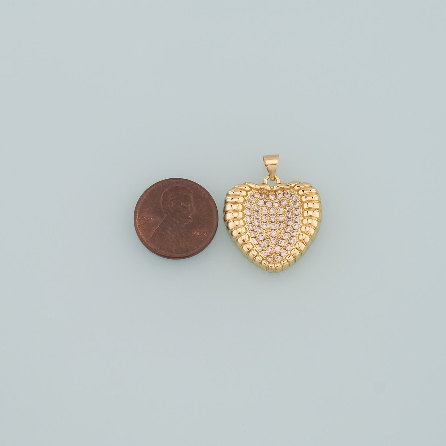 Gold Heart Charms,18K Gold Filled Heart Pendant,CZ Micro Pave Heart Charm Bracelet Necklace for DIY Jewelry Making Supply