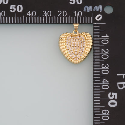 Gold Heart Charms,18K Gold Filled Heart Pendant,CZ Micro Pave Heart Charm Bracelet Necklace for DIY Jewelry Making Supply