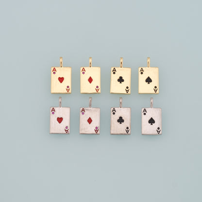 Gold Poker Charms,18K Gold Filled Poker Pendant,Enamel Playing Card Charm Bracelet Necklace for DIY Jewelry Making Supply