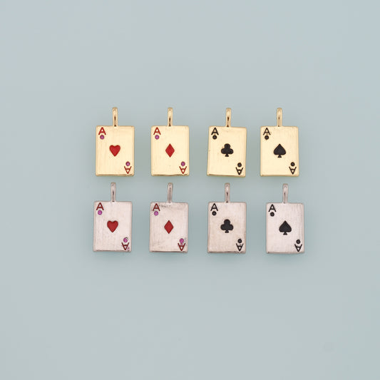 Gold Poker Charms,18K Gold Filled Poker Pendant,Enamel Playing Card Charm Bracelet Necklace for DIY Jewelry Making Supply
