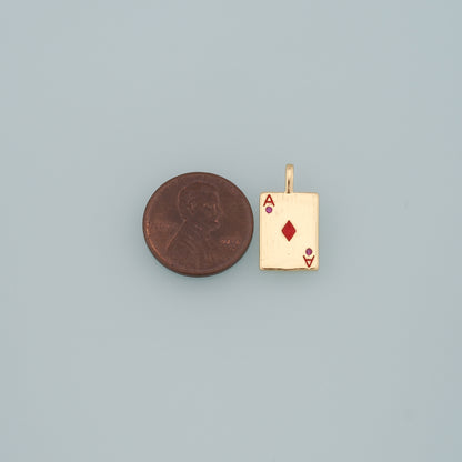 Gold Poker Charms,18K Gold Filled Poker Pendant,Enamel Playing Card Charm Bracelet Necklace for DIY Jewelry Making Supply