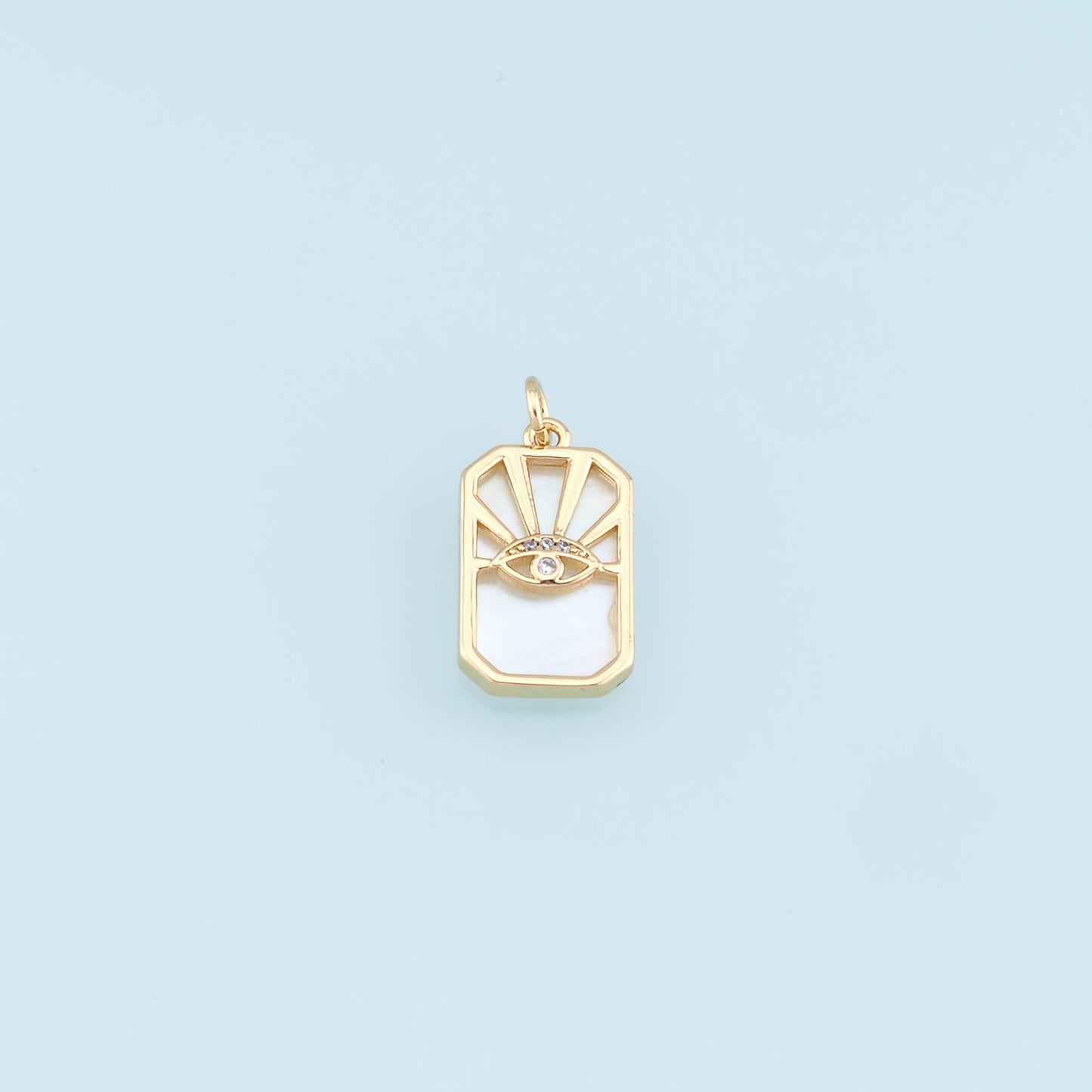 Gold Rectangle Evil Eye Charms,18K Gold Filled Evil Eye Pendant,Evil Eye Charm Bracelet Necklace for DIY Jewelry Making Supply