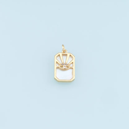 Gold Rectangle Evil Eye Charms,18K Gold Filled Evil Eye Pendant,Evil Eye Charm Bracelet Necklace for DIY Jewelry Making Supply