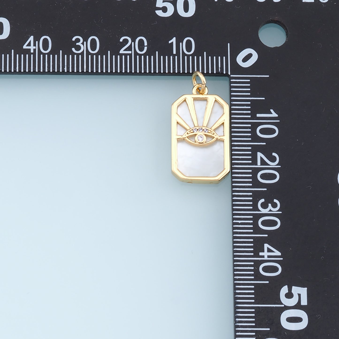 Gold Rectangle Evil Eye Charms,18K Gold Filled Evil Eye Pendant,Evil Eye Charm Bracelet Necklace for DIY Jewelry Making Supply