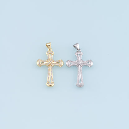 Gold Cross Charms,18K Gold Filled Cross Pendant,CZ Micro Pave Cross Charm Bracelet Necklace for DIY Jewelry Making Supply
