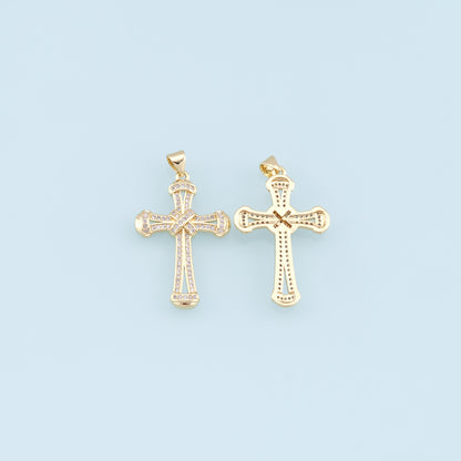 Gold Cross Charms,18K Gold Filled Cross Pendant,CZ Micro Pave Cross Charm Bracelet Necklace for DIY Jewelry Making Supply