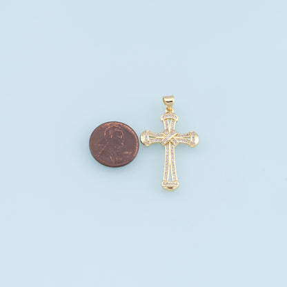 Gold Cross Charms,18K Gold Filled Cross Pendant,CZ Micro Pave Cross Charm Bracelet Necklace for DIY Jewelry Making Supply