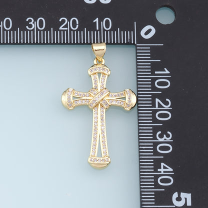 Gold Cross Charms,18K Gold Filled Cross Pendant,CZ Micro Pave Cross Charm Bracelet Necklace for DIY Jewelry Making Supply