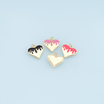 Gold Heart Charms,18K Gold Filled Enamel Heart Pendant,Heart Charm Bracelet Necklace for DIY Jewelry Making Supply