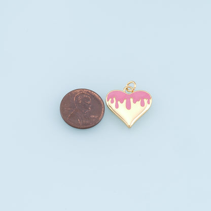 Gold Heart Charms,18K Gold Filled Enamel Heart Pendant,Heart Charm Bracelet Necklace for DIY Jewelry Making Supply