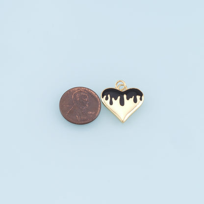 Gold Heart Charms,18K Gold Filled Enamel Heart Pendant,Heart Charm Bracelet Necklace for DIY Jewelry Making Supply