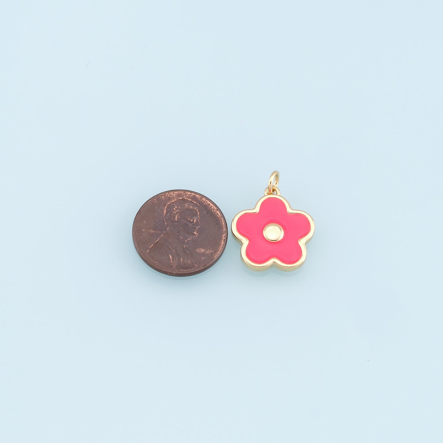 Gold Flower Charms,18K Gold Filled Enamel Flower Pendant,Flower Charm Bracelet Necklace for DIY Jewelry Making Supply