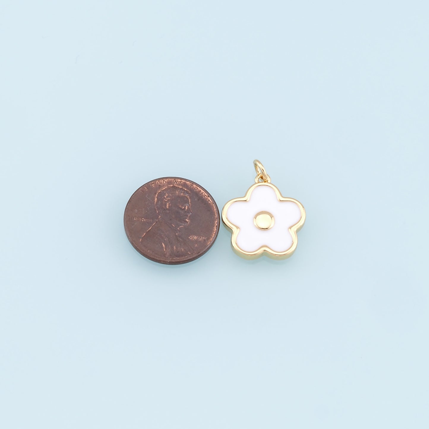 Gold Flower Charms,18K Gold Filled Enamel Flower Pendant,Flower Charm Bracelet Necklace for DIY Jewelry Making Supply