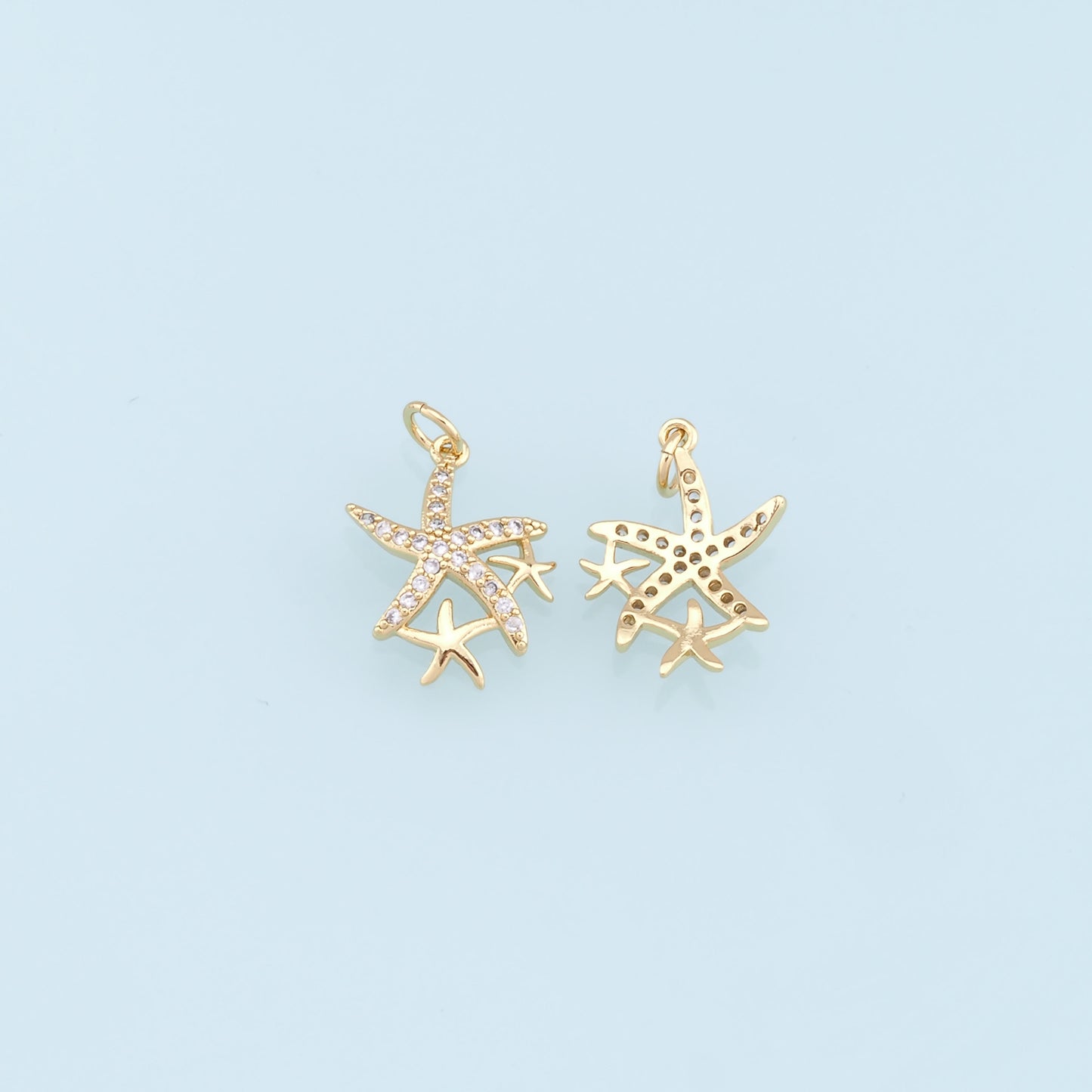 Gold Starfish Charms,18K Gold Filled Sea Star Pendant,Starfish Charm Bracelet Necklace for DIY Jewelry Making Supply