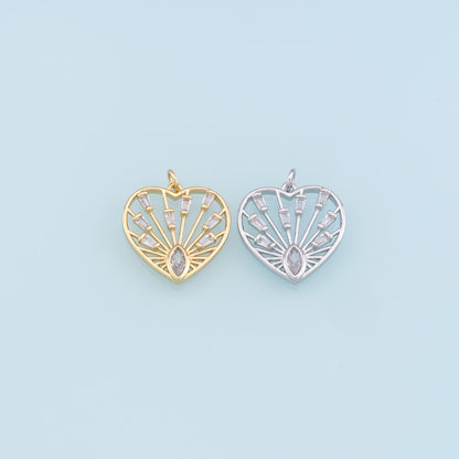 Gold Heart Charms,18K Gold Filled Heart Pendant,Heart Charm Bracelet Necklace for DIY Jewelry Making Supply