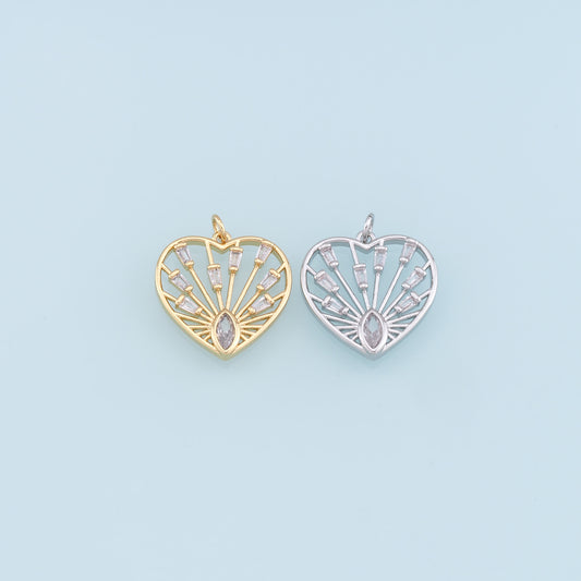 Gold Heart Charms,18K Gold Filled Heart Pendant,Heart Charm Bracelet Necklace for DIY Jewelry Making Supply