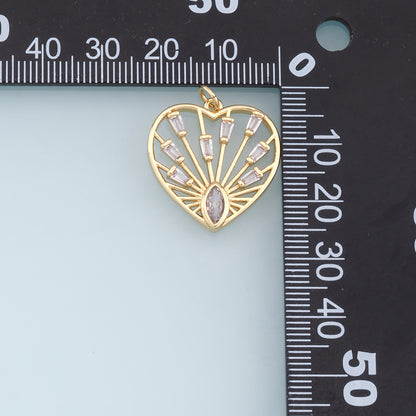 Gold Heart Charms,18K Gold Filled Heart Pendant,Heart Charm Bracelet Necklace for DIY Jewelry Making Supply