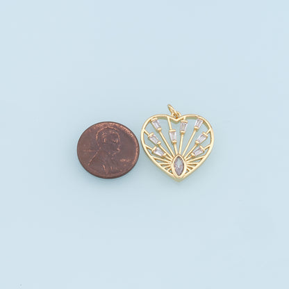 Gold Heart Charms,18K Gold Filled Heart Pendant,Heart Charm Bracelet Necklace for DIY Jewelry Making Supply
