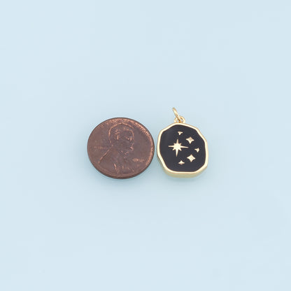 Gold Star Charms,18K Gold Filled Starburst Pendant,Enamel North Star Charm Bracelet Necklace for DIY Jewelry Making Supply