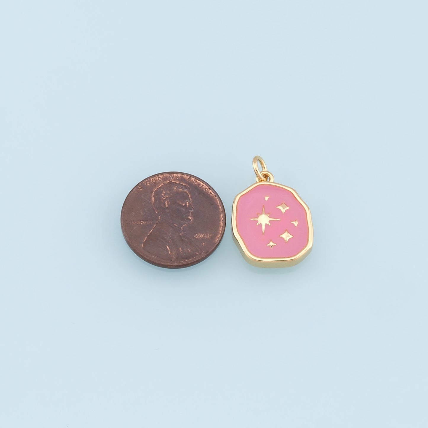 Gold Star Charms,18K Gold Filled Starburst Pendant,Enamel North Star Charm Bracelet Necklace for DIY Jewelry Making Supply